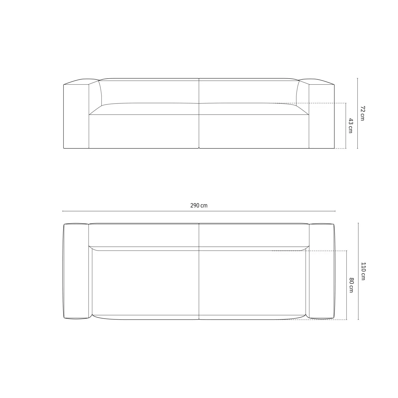 Nuria 5-Sitzer Sofa mit Bezug aus Samt, Boucle oder Strukturstoff, 110x290 cm - Image 44