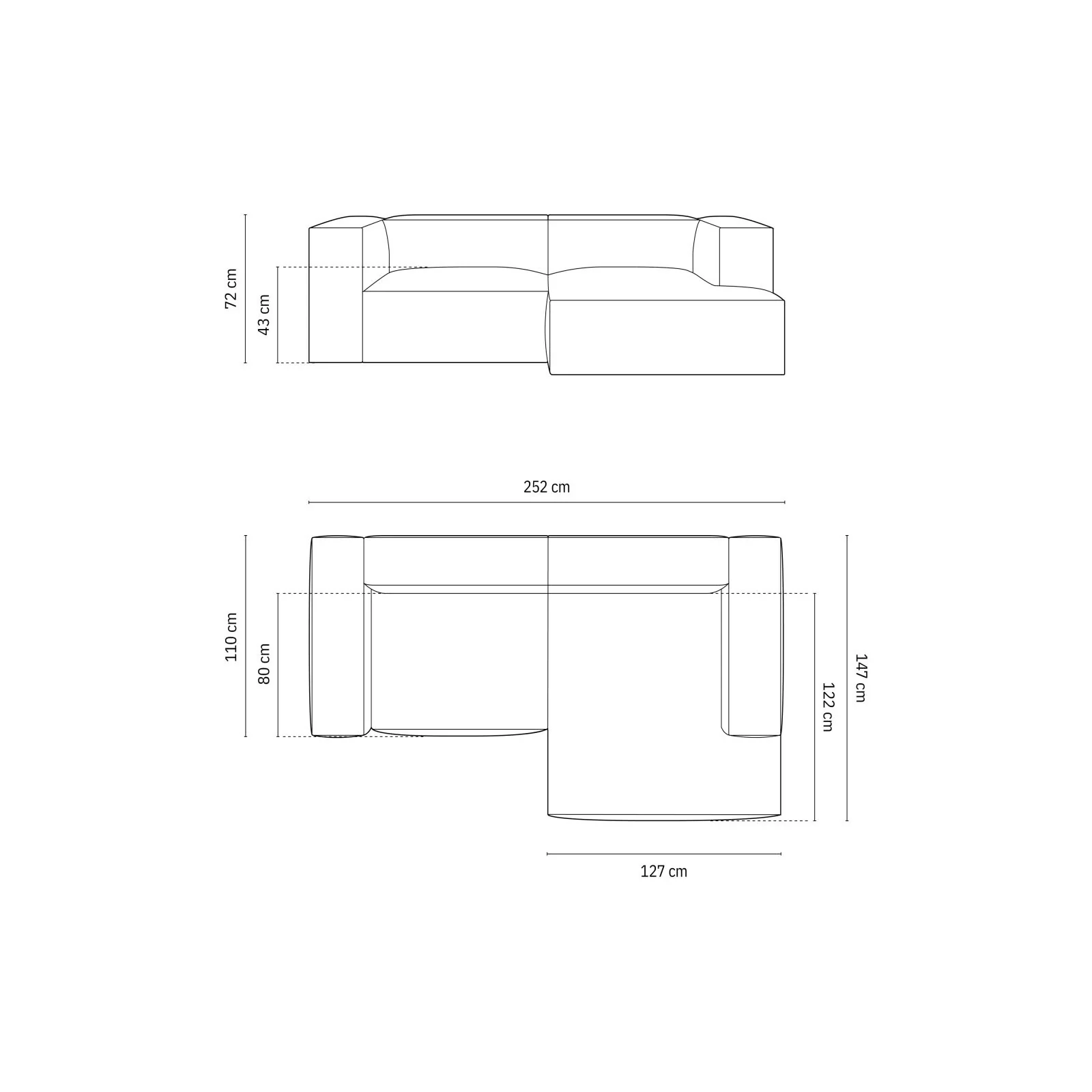 Nuria Ecksofa Rechts, mit Bezug aus Samt, Boucle oder Strukturstoff, 147x252 cm - Image 71