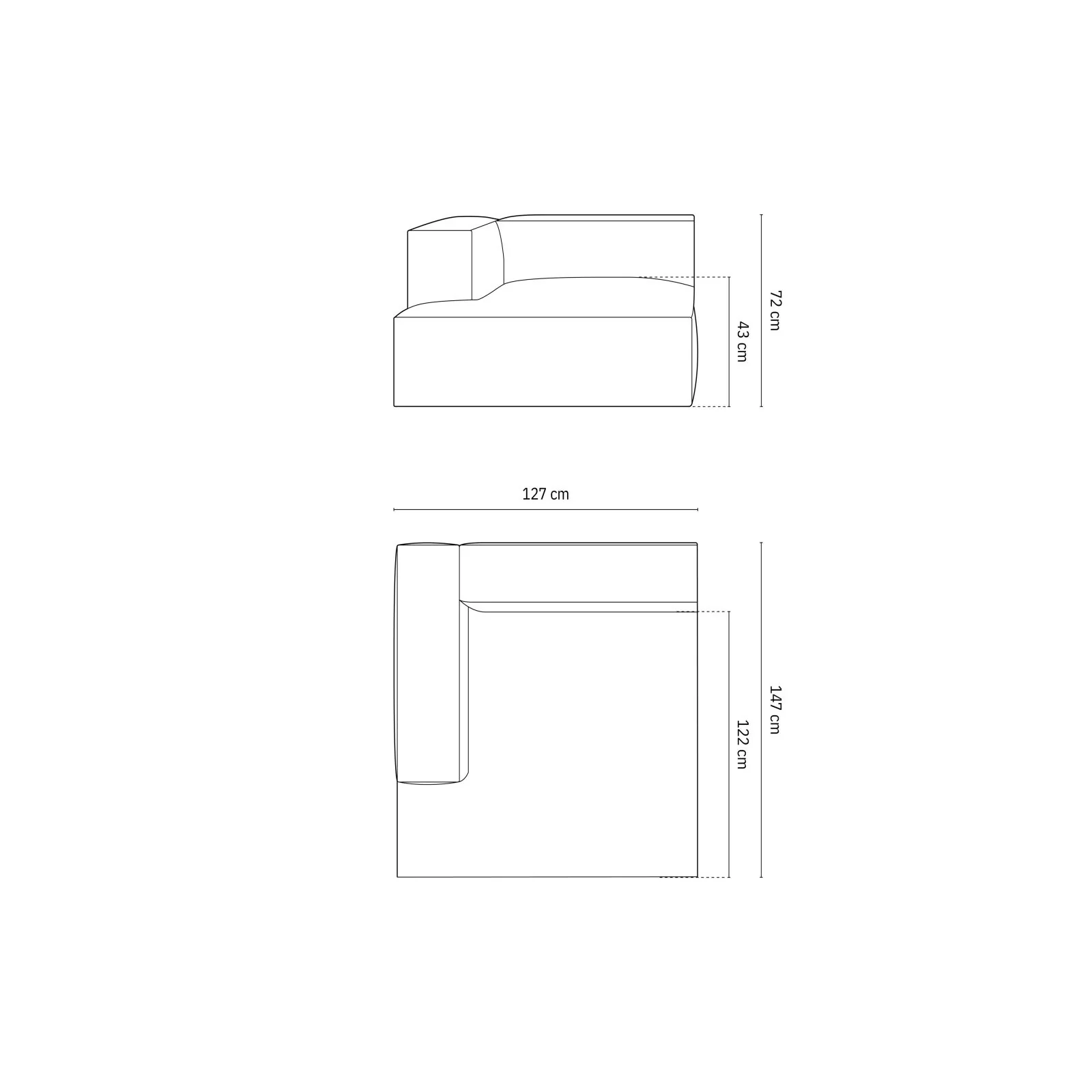 Nuria Modulares Sofa Sitzelement, Linke Seite, aus Samt, Boucle oder Strukturstoff, 147x127 cm - Image 95
