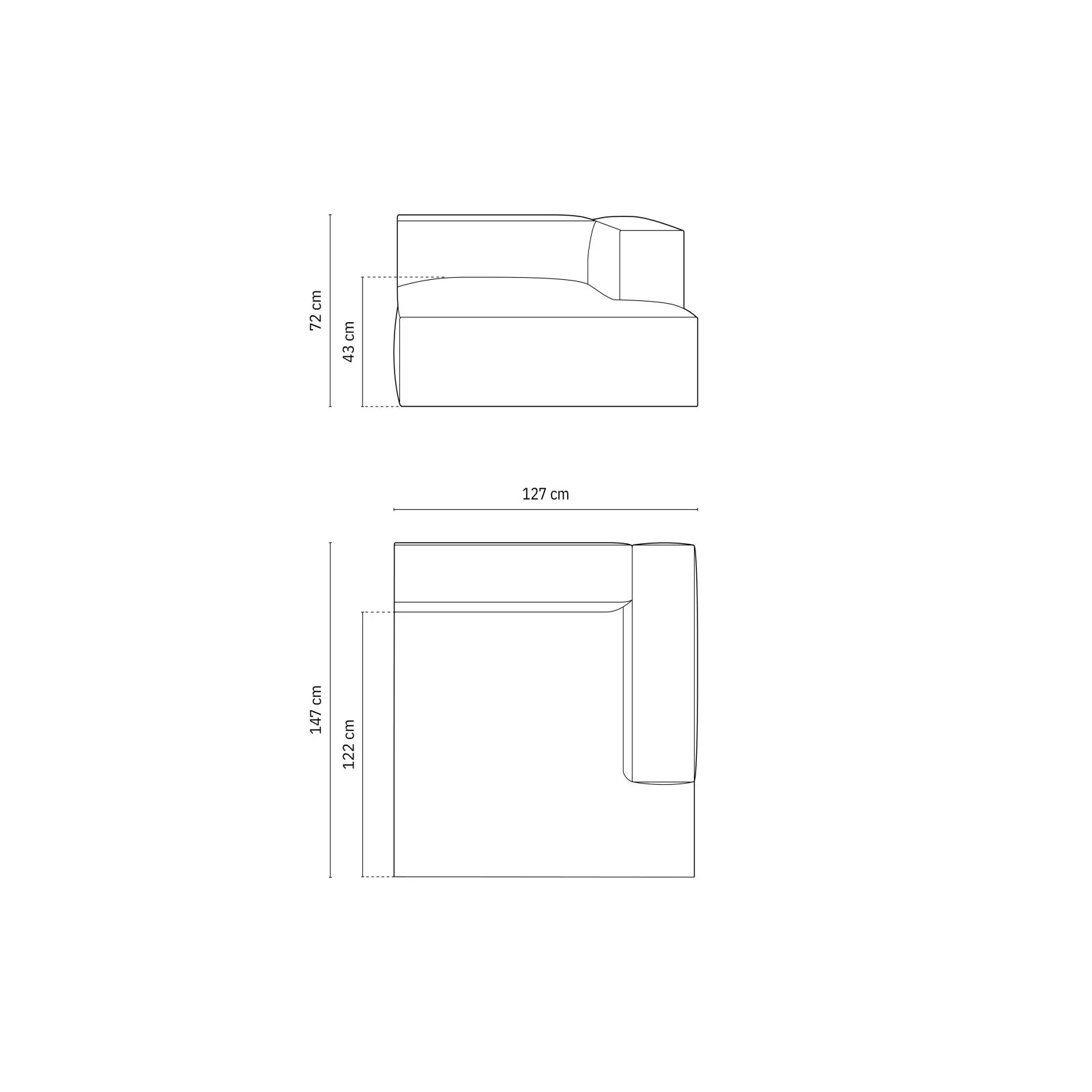 Nuria Modulares Sofa Sitzelement, Rechte Seite, aus Samt, Boucle oder Strukturstoff, 147x127 cm - Image 32