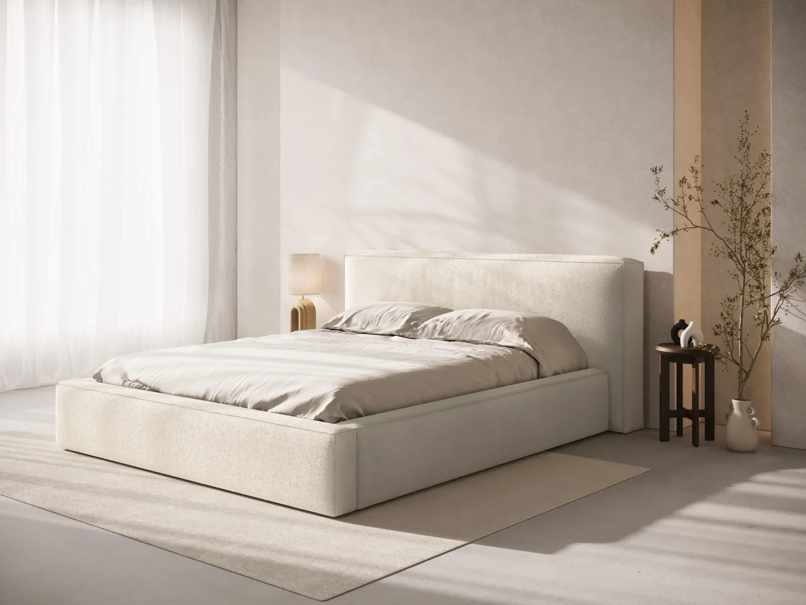 Olivia Kopfteil - passend zum Bett Simon - in Boucle oder Strukturstoff, für 140x200 cm - Image 32