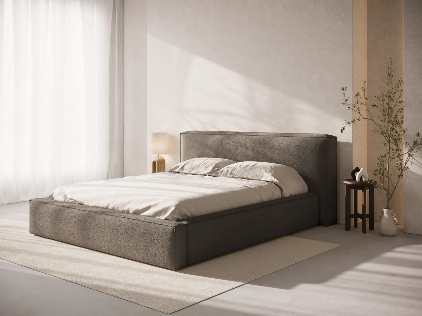 Olivia Kopfteil - passend zum Bett Simon - in Boucle oder Strukturstoff, für 140x200 cm - Image 44