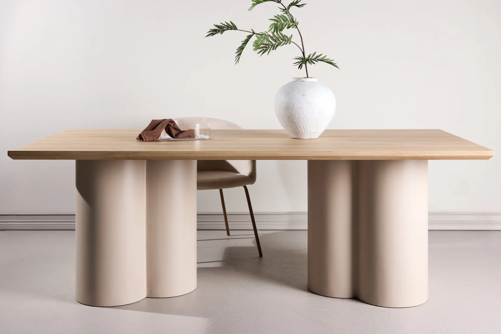 Olivia rechteckiger Esstisch Beige / Whitewash 100x210 cm - Image 2