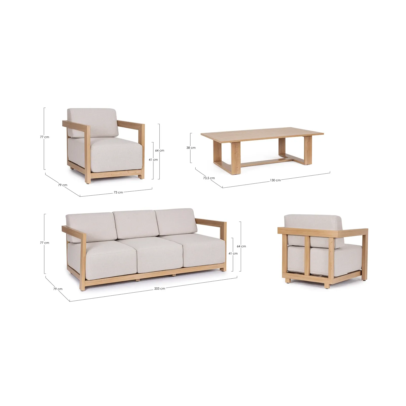 Gartenlounge Set 4er Set Theseus Natur - Image 5