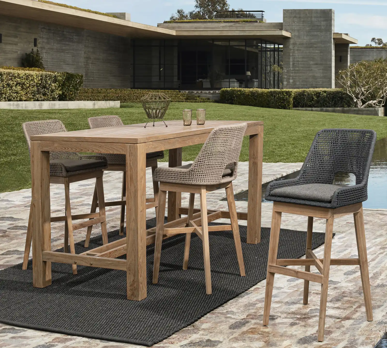 Outdoor Barhocker Hesperia mit Kissen Slate - Image 5