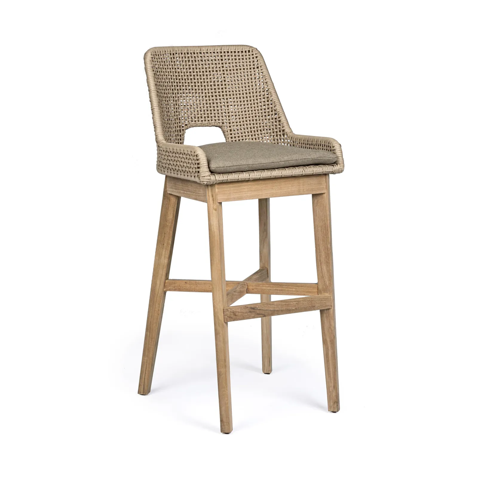Outdoor Barhocker Hesperia mit Kissen Taupe