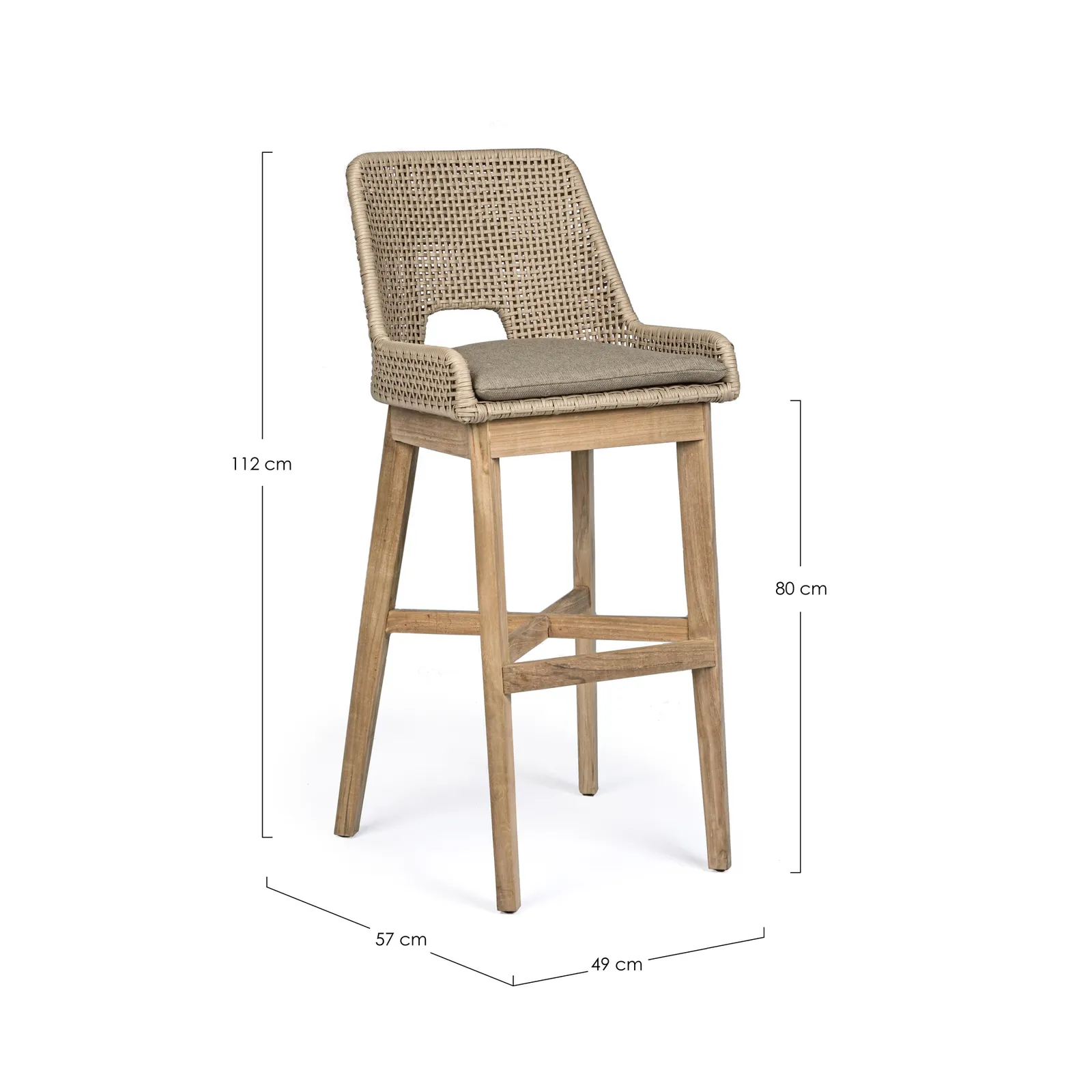 Outdoor Barhocker Hesperia mit Kissen Taupe - Image 5