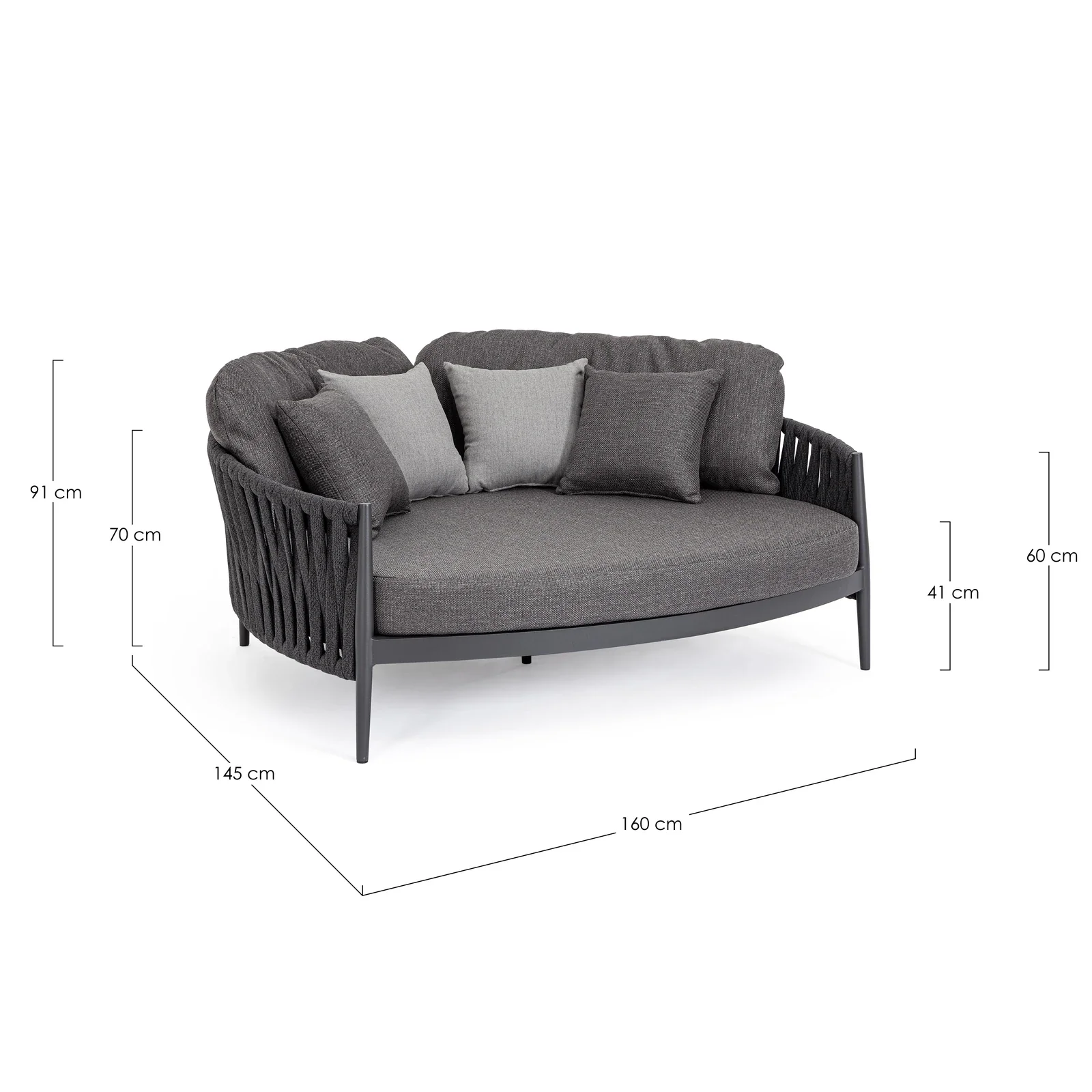 Outdoor Daybed mit Kissen Jacinta Anthrazit WG21 - Image 4