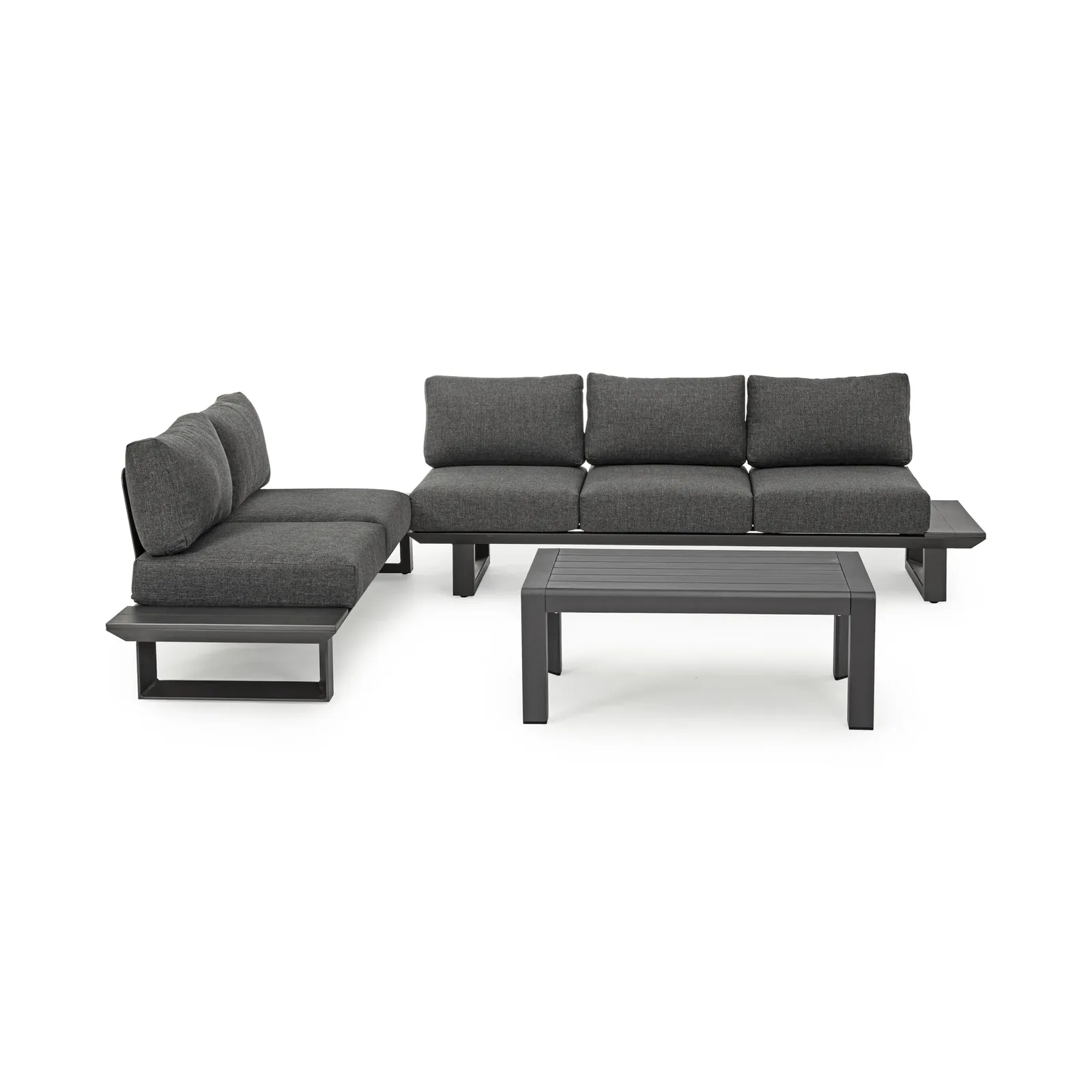 Gartenlounge Eck-Sitzgruppe mit Kissen Anthrazit CX23 Konnor