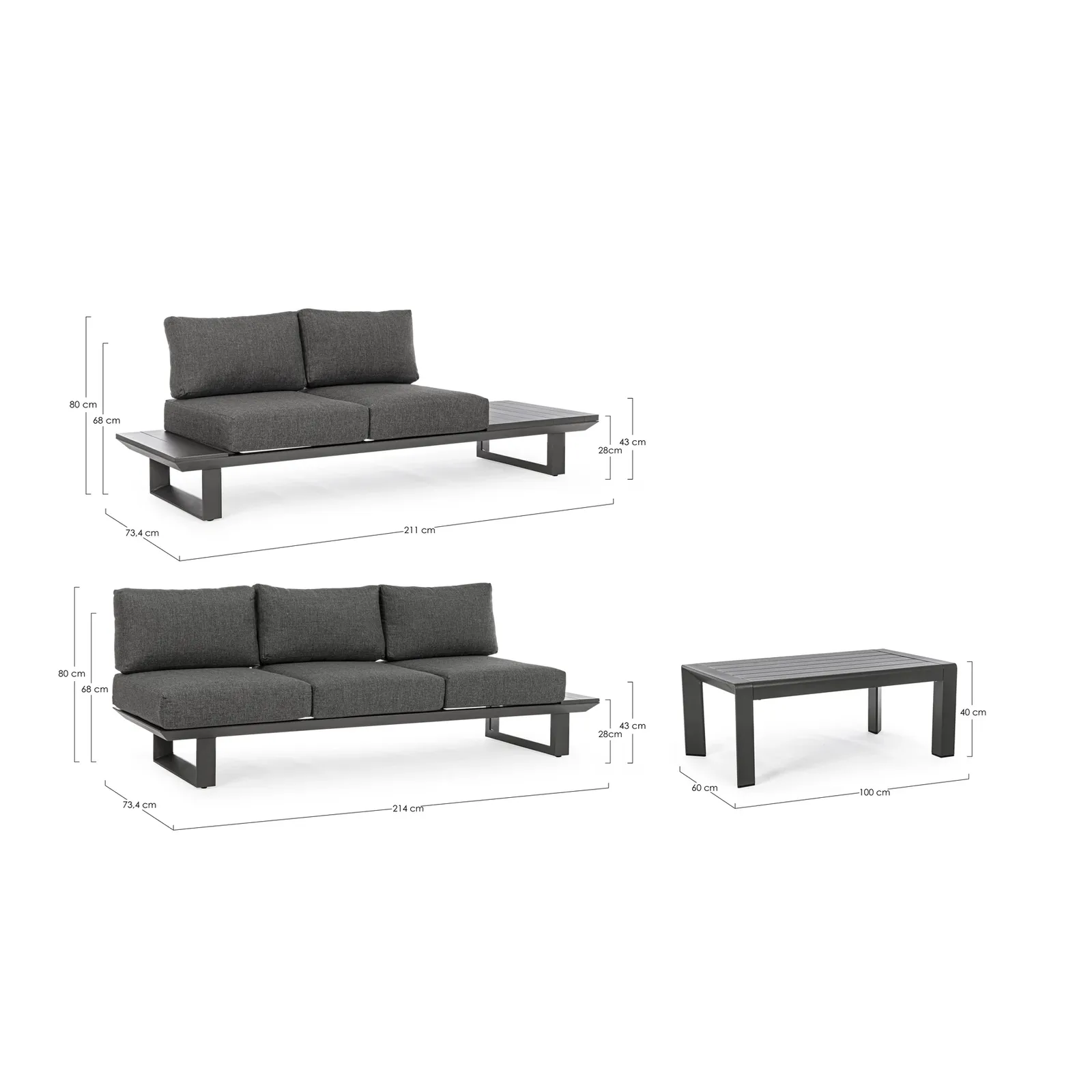 Gartenlounge Eck-Sitzgruppe mit Kissen Anthrazit CX23 Konnor - Image 6