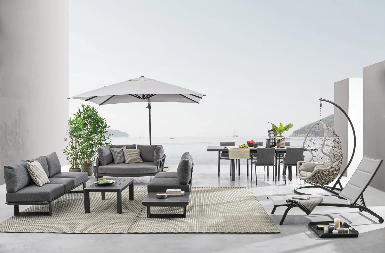 Gartenlounge Eck-Sitzgruppe mit Kissen Anthrazit CX23 Konnor - Image 8