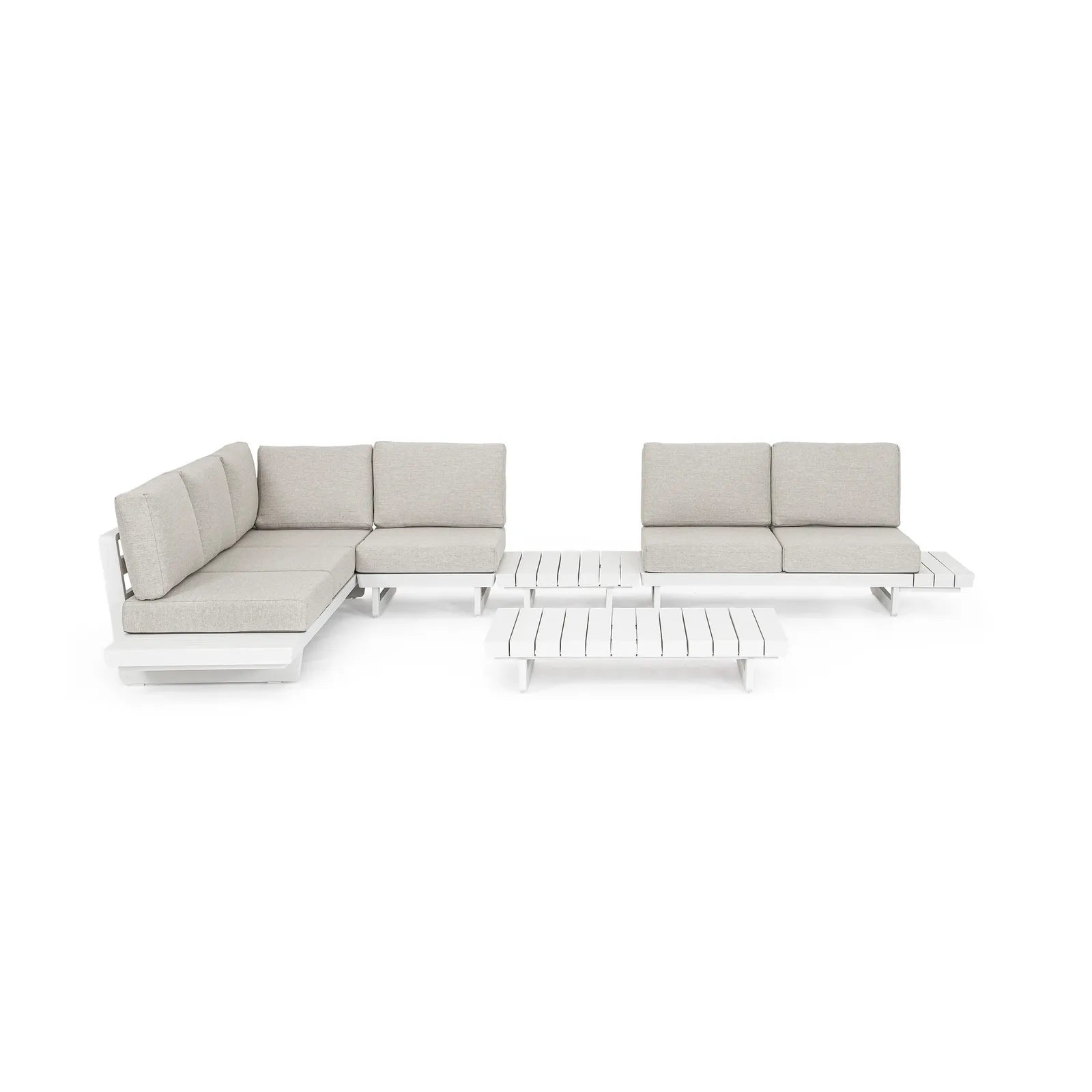 Gartenlounge Ecksitzgruppe 2er Set mit Kissen Weiß WG20 Infinity - Image 14