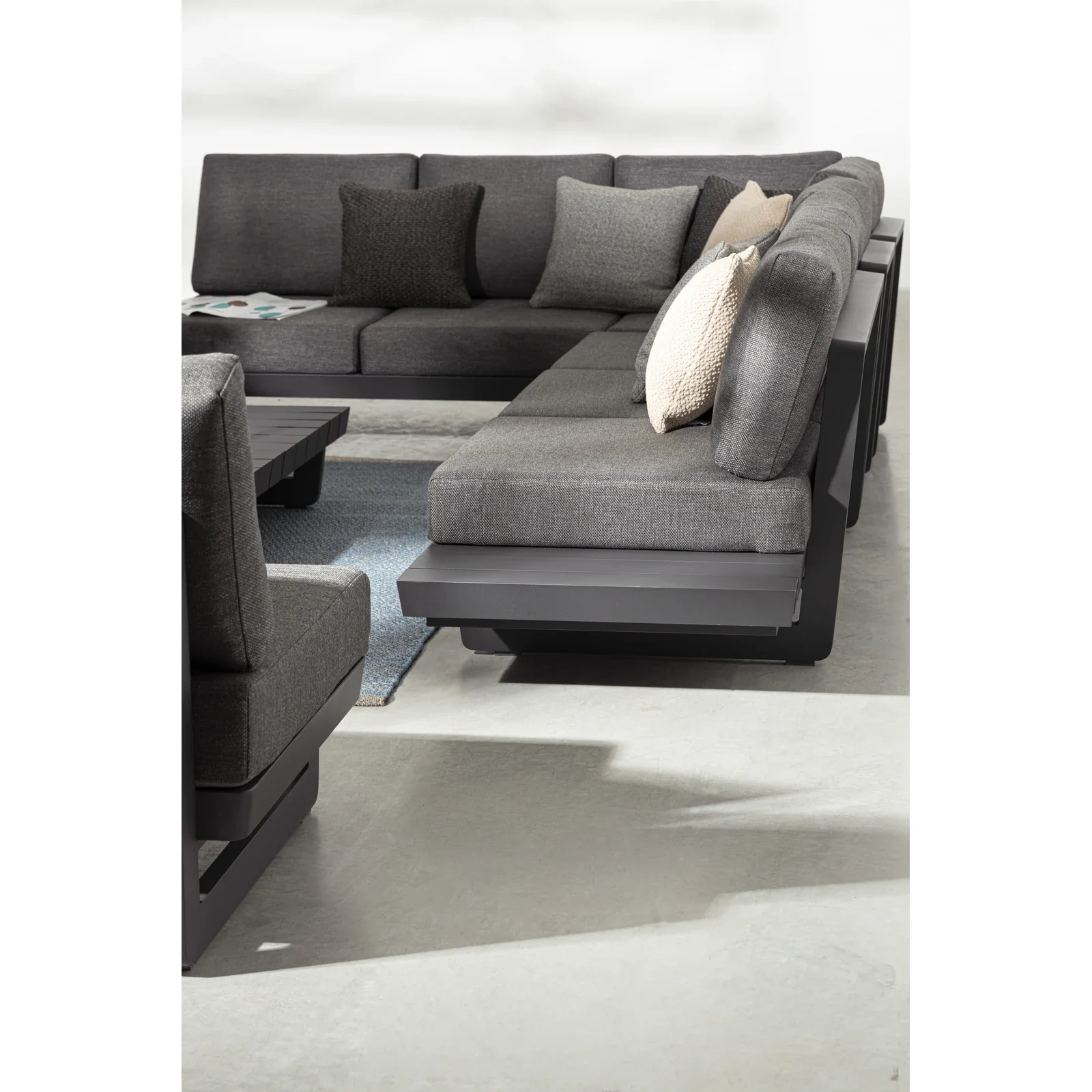 Gartenlounge Set 2 Ecksitzgruppe mit Kissen Anthrazit WG21 Infinity - Image 3