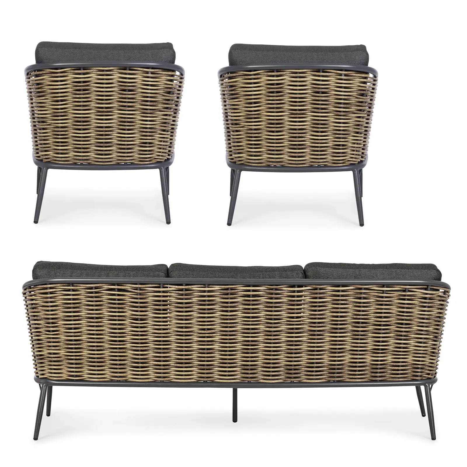 Gartenlounge Set 3er Set Maribela Anthrazit mit Kissen YK13 - Image 11