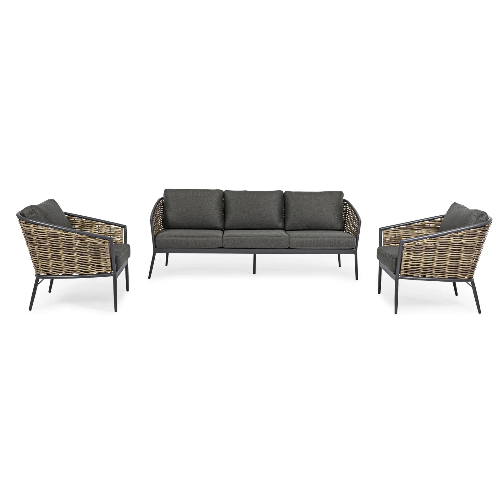 Gartenlounge Set 3er Set Maribela Anthrazit mit Kissen YK13 - Image 12