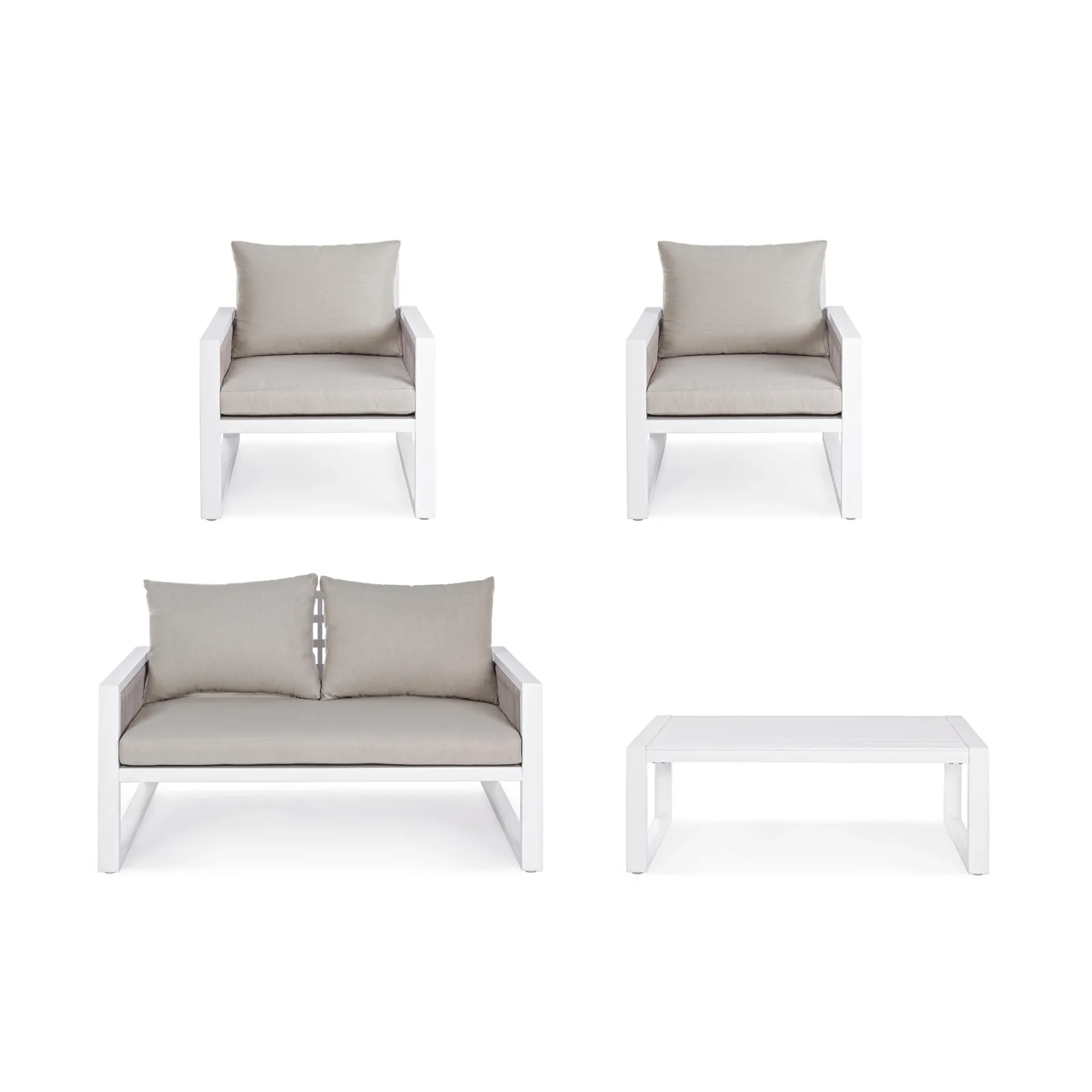 Gartenlounge Set 4er Set mit Kissen Captiva Weiß LH30 - Image 10