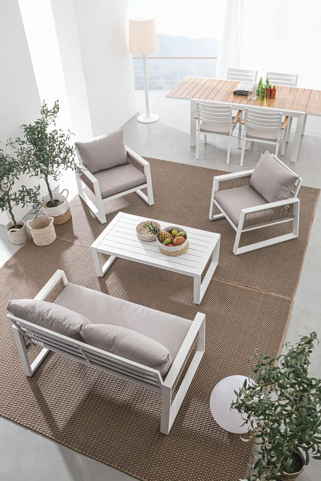 Gartenlounge Set 4er Set mit Kissen Captiva Weiß LH30 - Image 2
