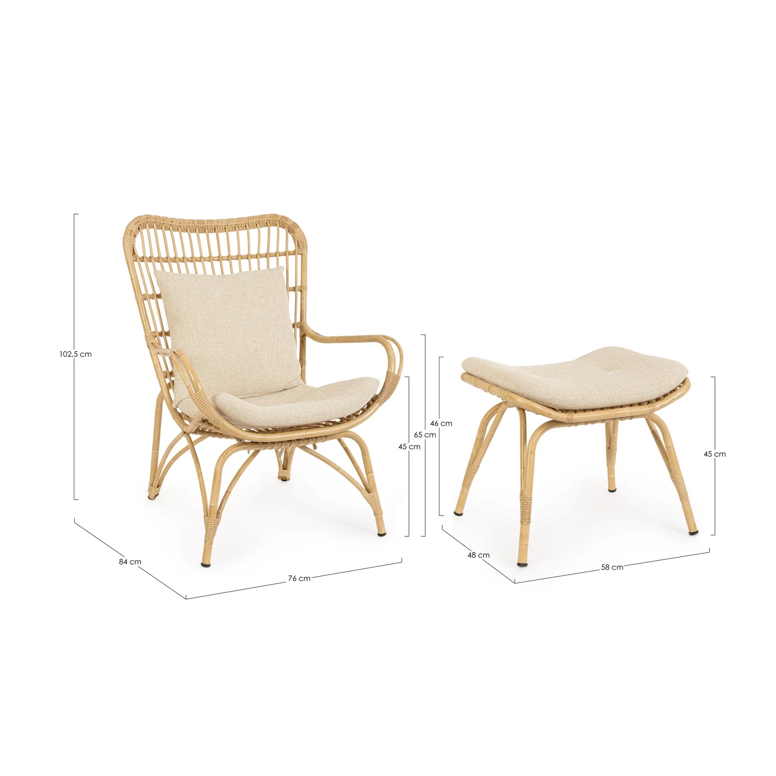 Outdoor Lounge-Sessel mit Kissen mit Fußstützen Maela - Image 3