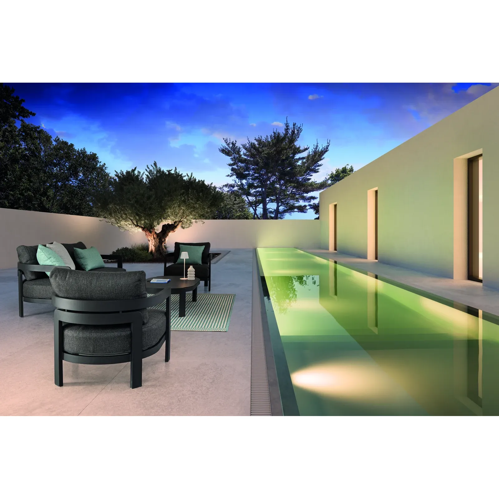 Gartenlounge Set 4er mit Kissen Presley Anthrazit WG21 - Image 3
