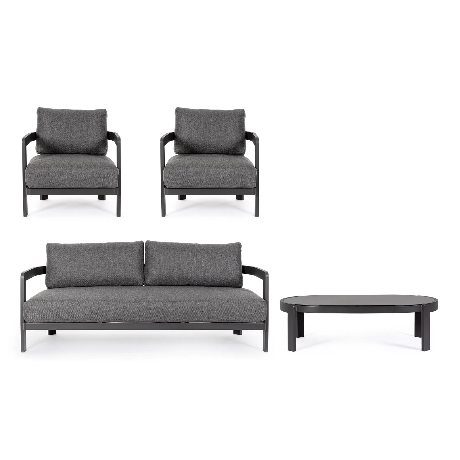 Gartenlounge Set 4er mit Kissen Presley Anthrazit WG21 - Image 7