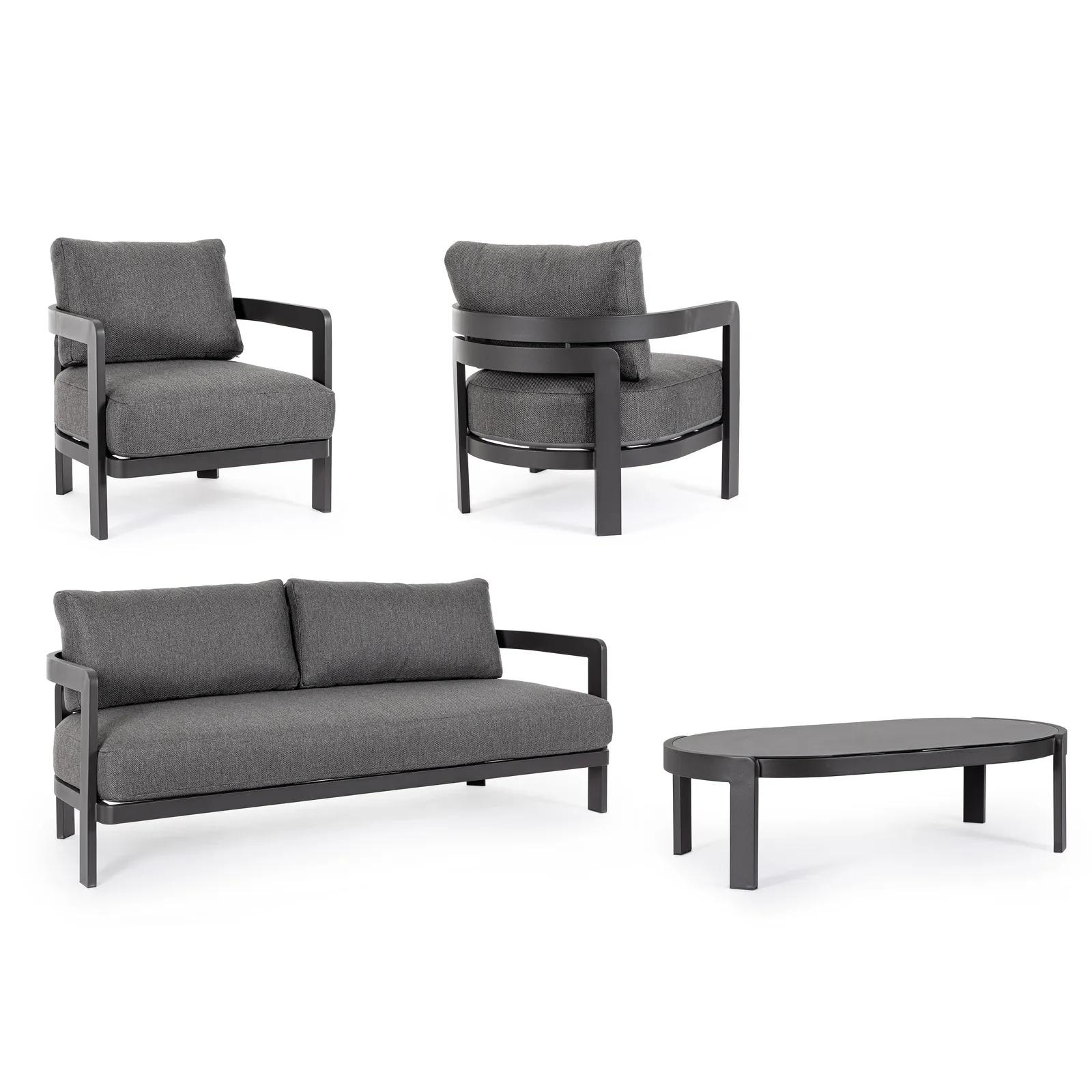 Gartenlounge Set 4er mit Kissen Presley Anthrazit WG21 - Image 9