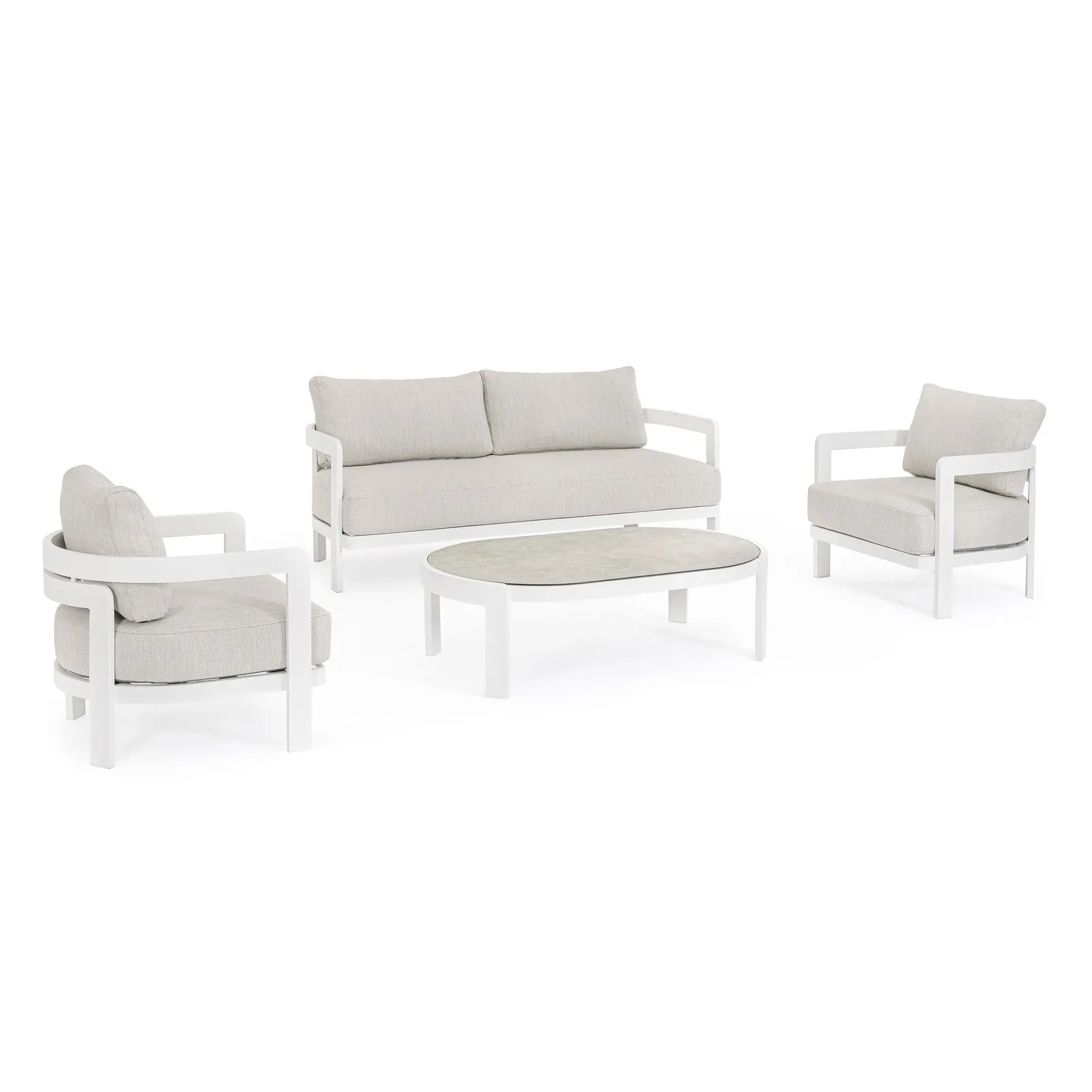 Gartenlounge Set 4er mit Kissen Presley Weiß WG20