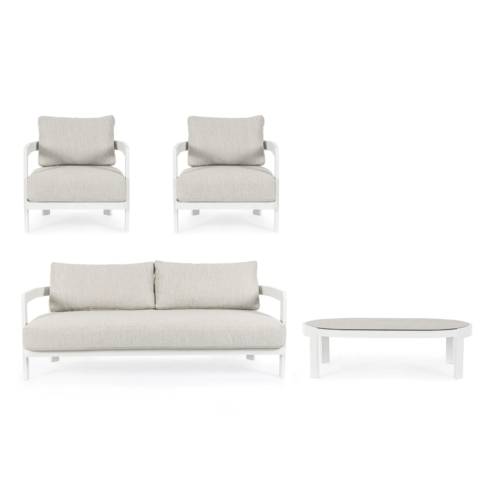 Gartenlounge Set 4er mit Kissen Presley Weiß WG20 - Image 10