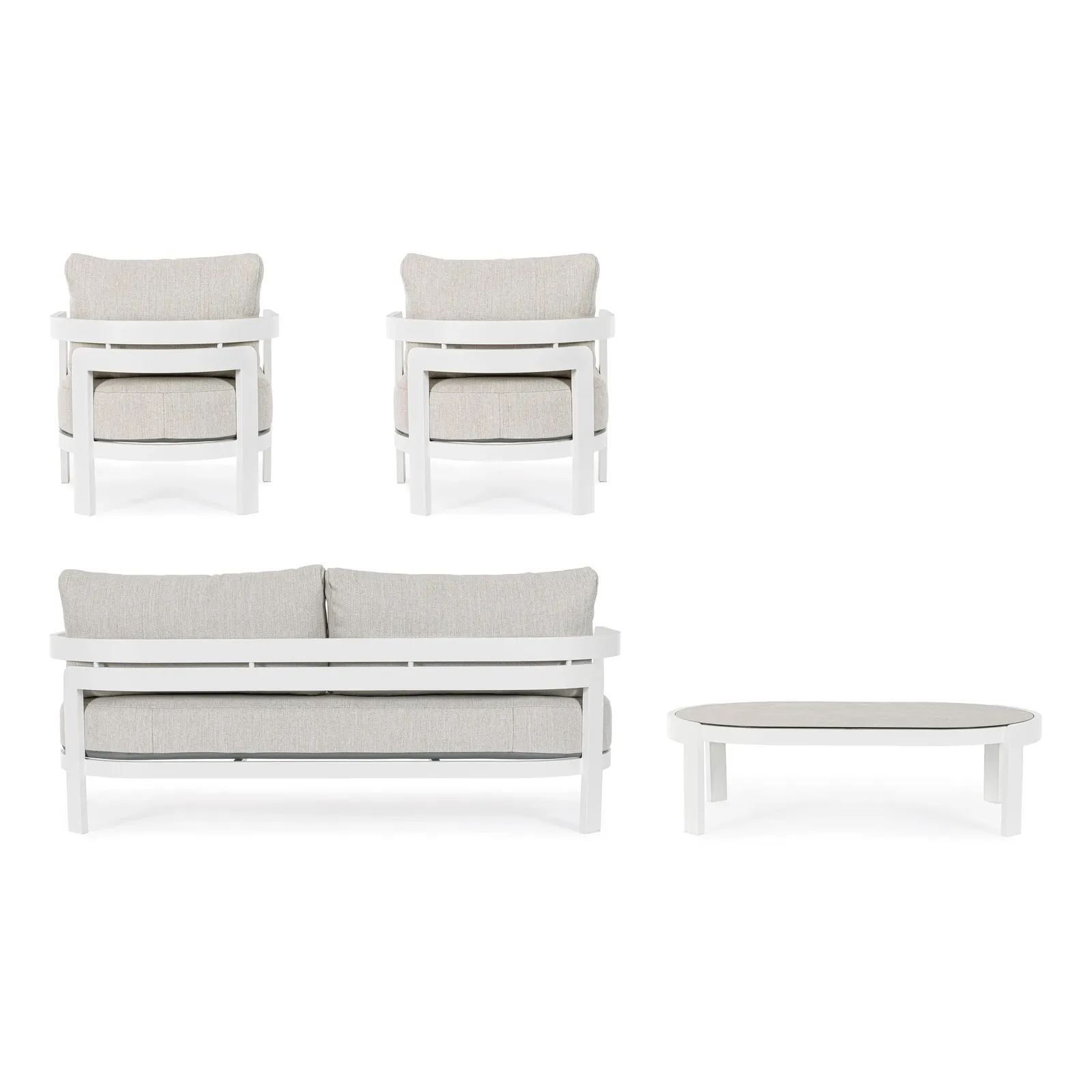 Gartenlounge Set 4er mit Kissen Presley Weiß WG20 - Image 14