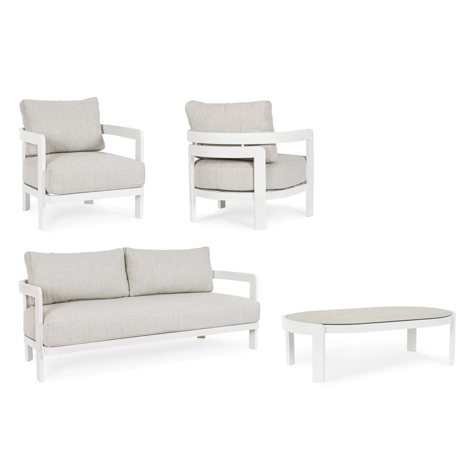 Gartenlounge Set 4er mit Kissen Presley Weiß WG20 - Image 7