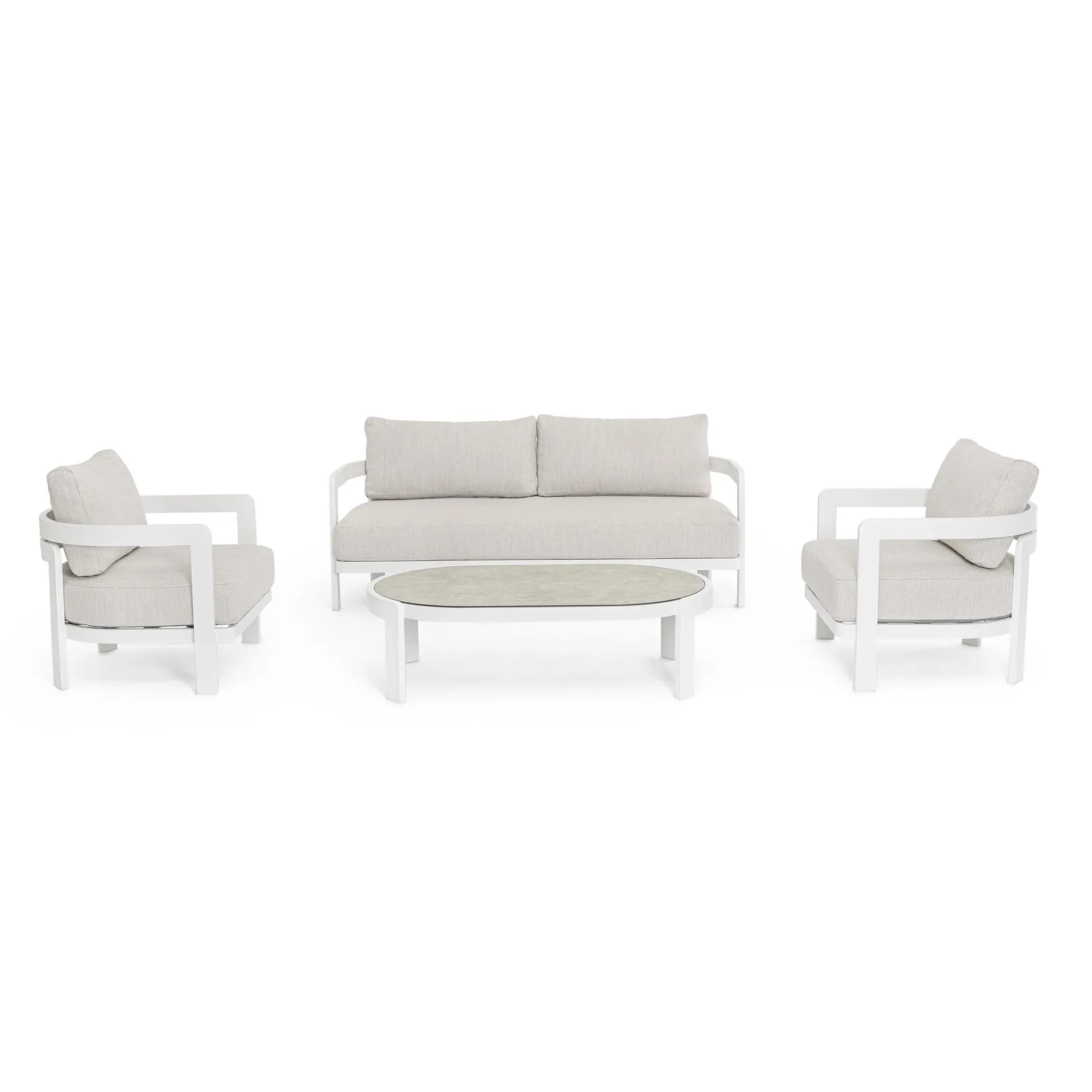 Gartenlounge Set 4er mit Kissen Presley Weiß WG20 - Image 8