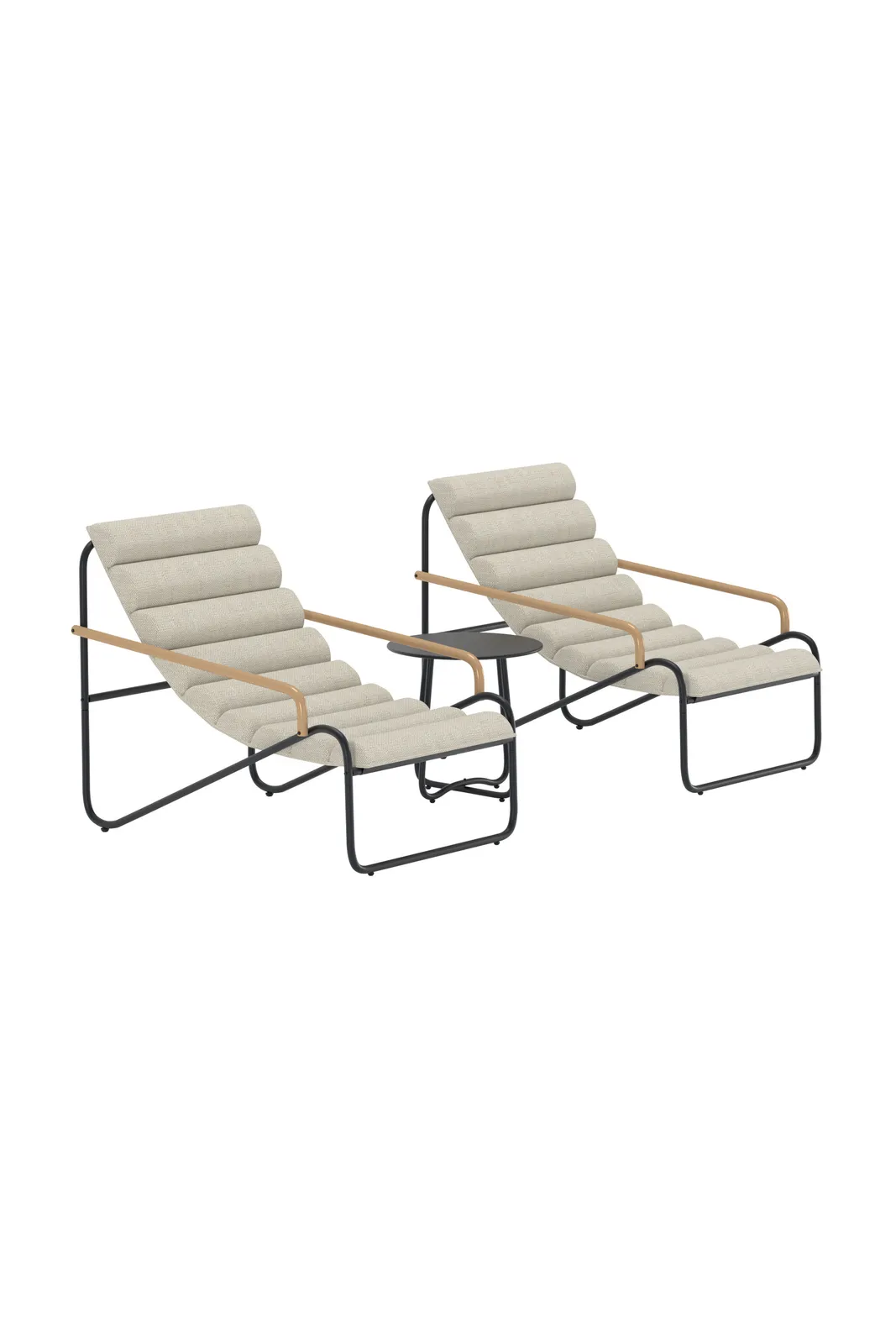 Outdoor Lounge-Set Ithaka aus Stahl und Polyester in Schwarz und Beige - Image 4