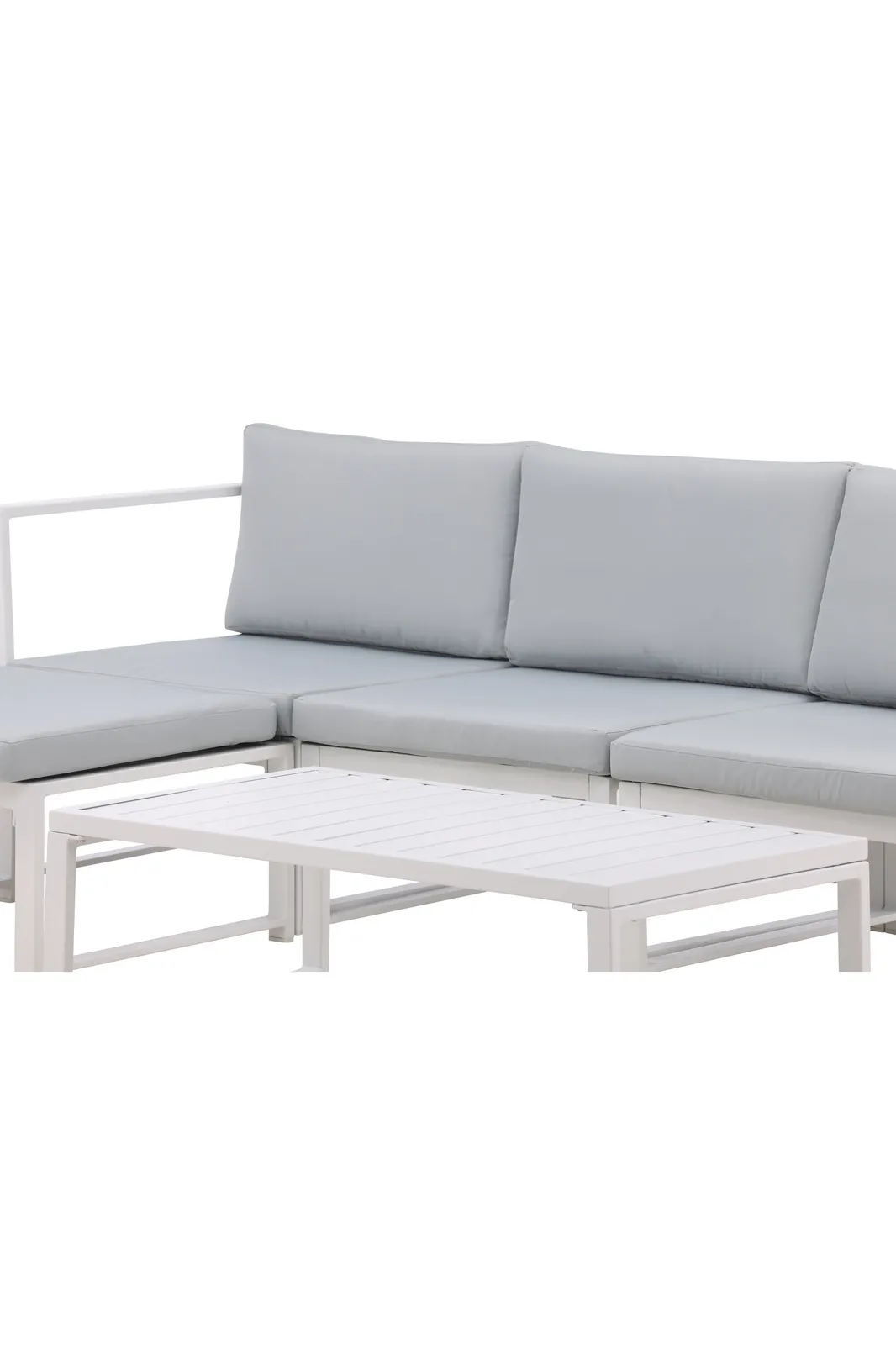 Outdoor Lounge-Set Salvador aus Aluminium in Weiss mit grauen Kissen - Image 11