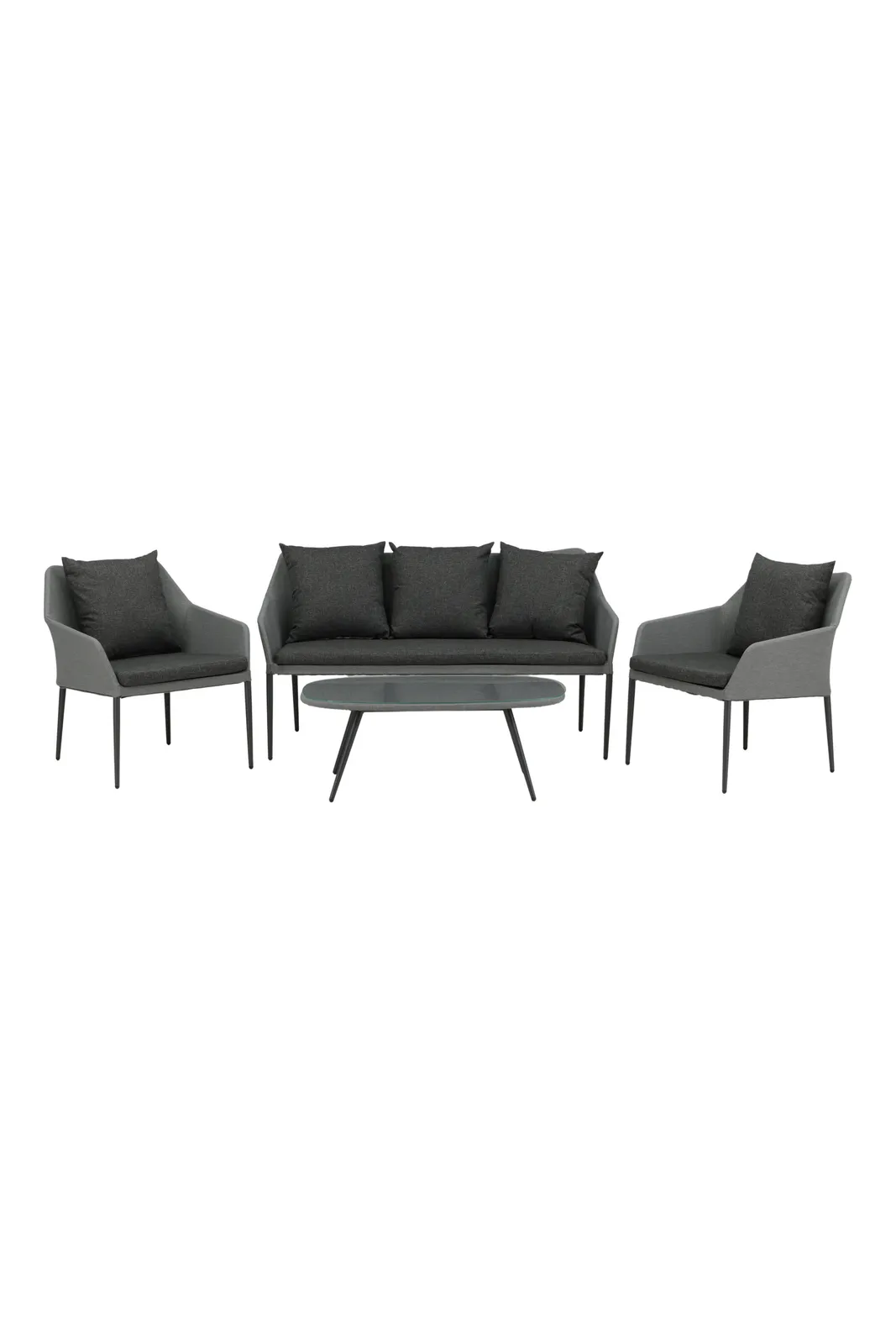 Outdoor Lounge-Set Spoga aus Aluminium mit Polyesterkissen in Schwarz/Grau