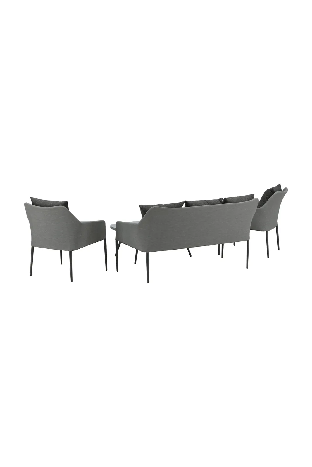 Outdoor Lounge-Set Spoga aus Aluminium mit Polyesterkissen in Schwarz/Grau - Image 12