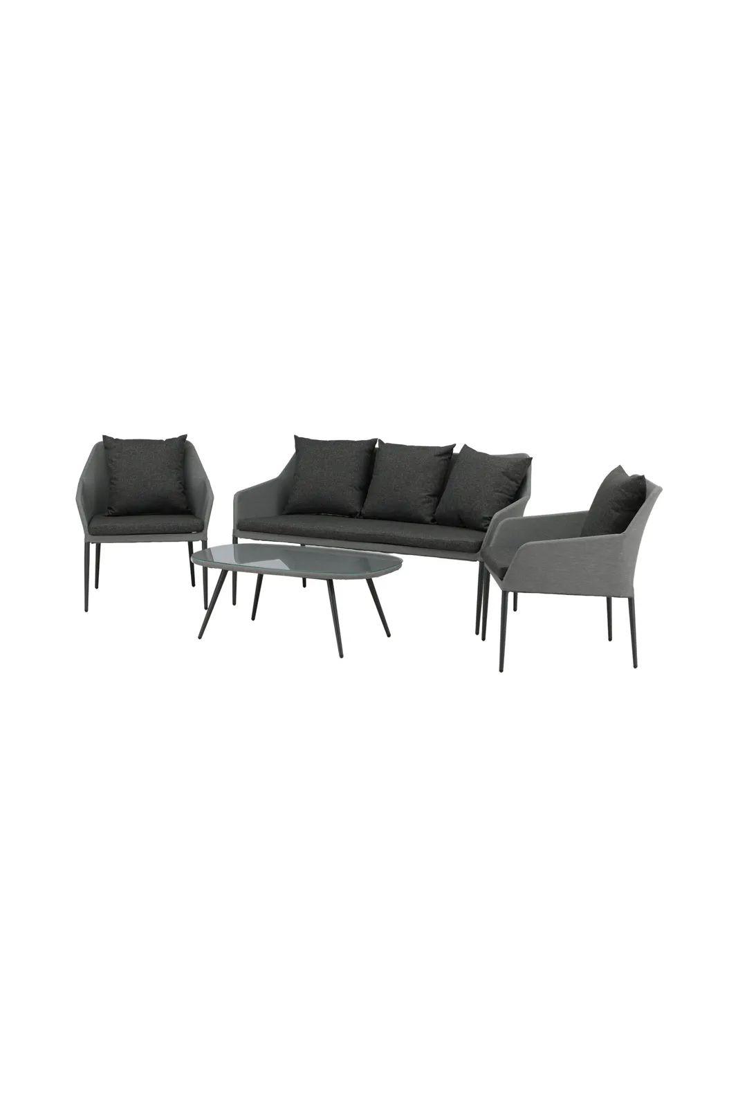 Outdoor Lounge-Set Spoga aus Aluminium mit Polyesterkissen in Schwarz/Grau - Image 8