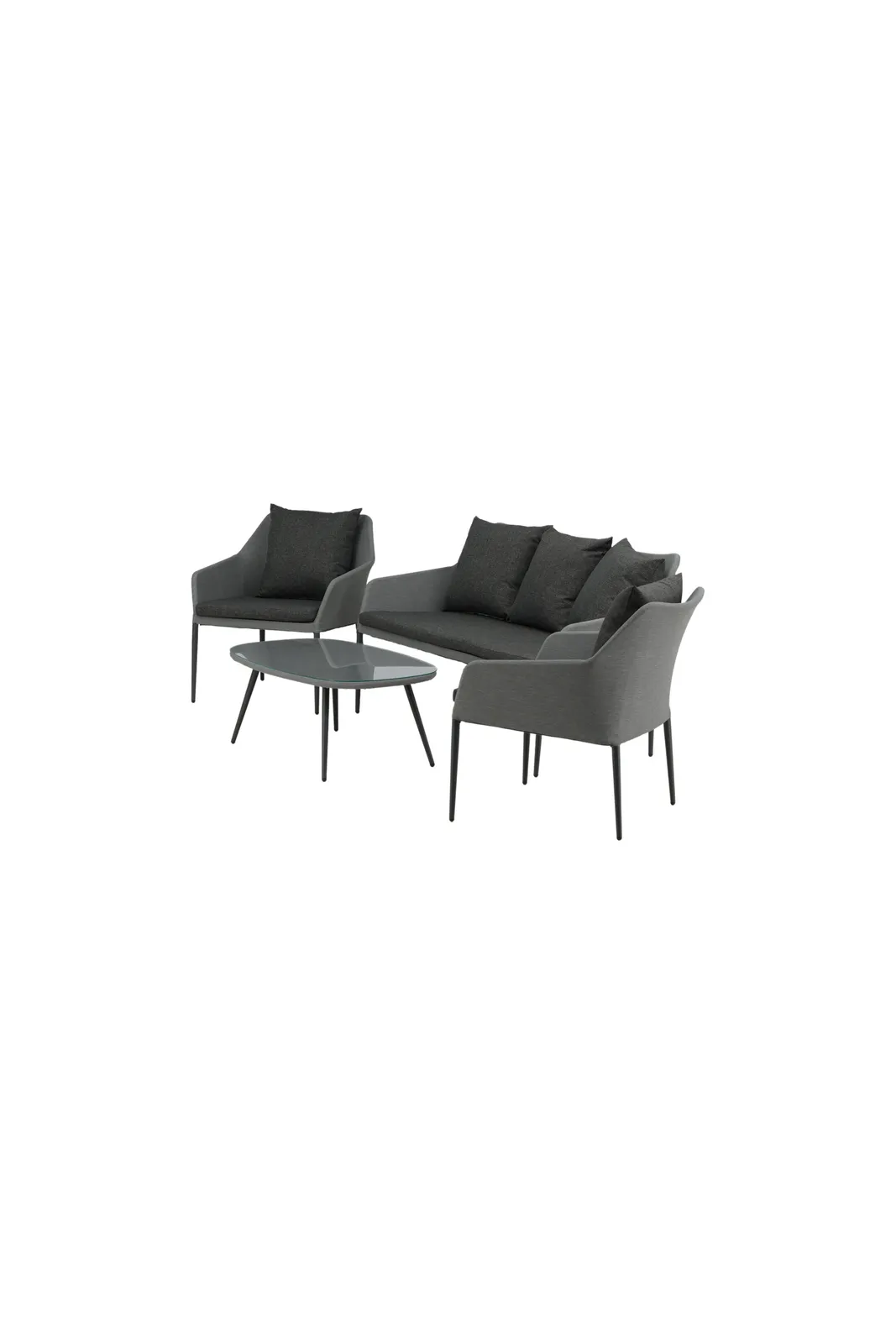 Outdoor Lounge-Set Spoga aus Aluminium mit Polyesterkissen in Schwarz/Grau - Image 9