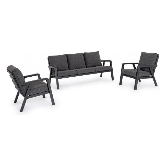 Gartenlounge Set Truman 3er Set mit Kissen Anthrazit JX55