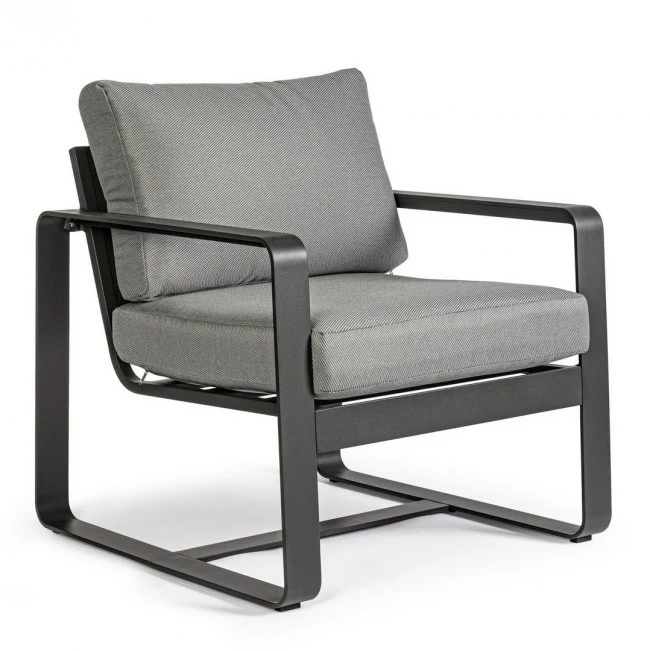 Outdoor Sessel Merrigan mit Kissen Anthrazit YK11