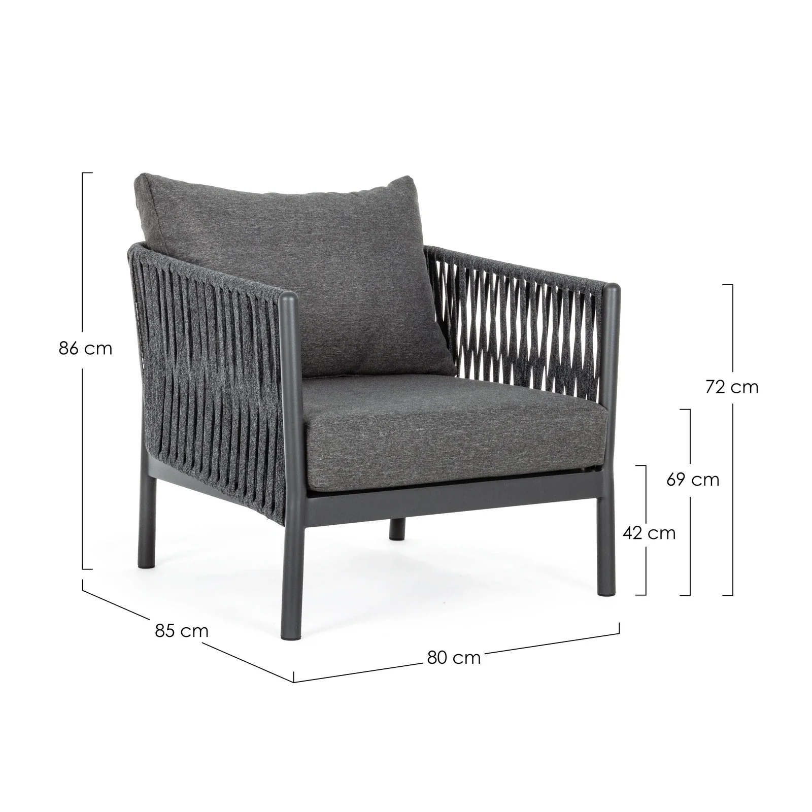 Outdoor Sessel mit Kissen Florencia Anthrazit WG21 - Image 5