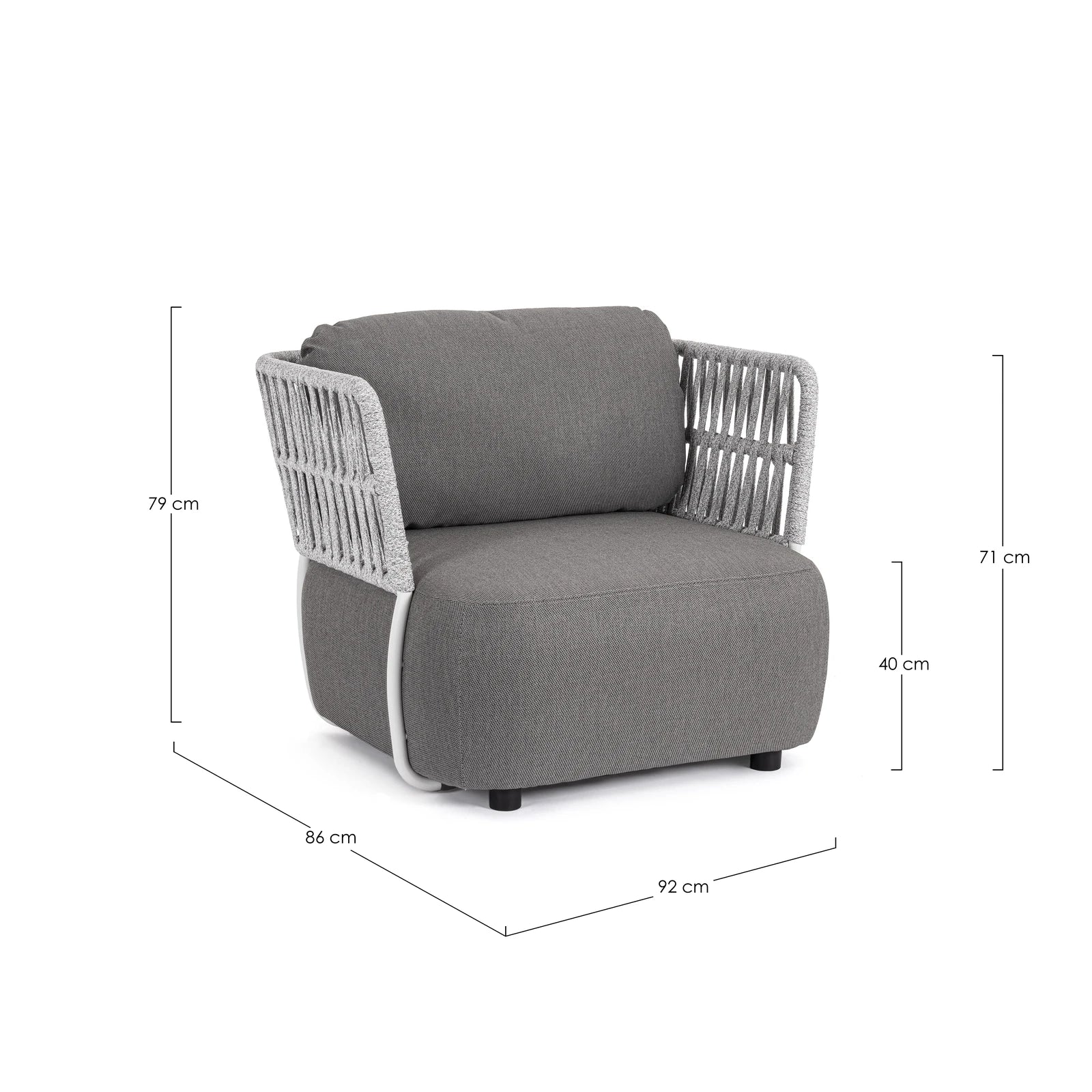 Outdoor Sessel mit Kissen Palmer Weiß/Grau - Image 4