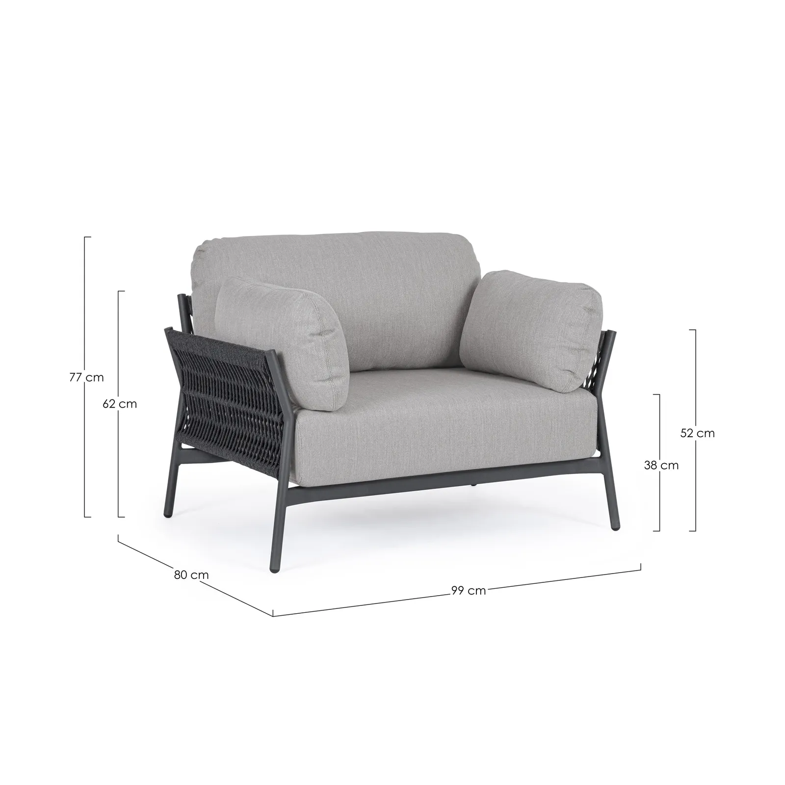 Outdoor Sessel mit Kissen Pardis Anthrazit QS22/Graphit - Image 4
