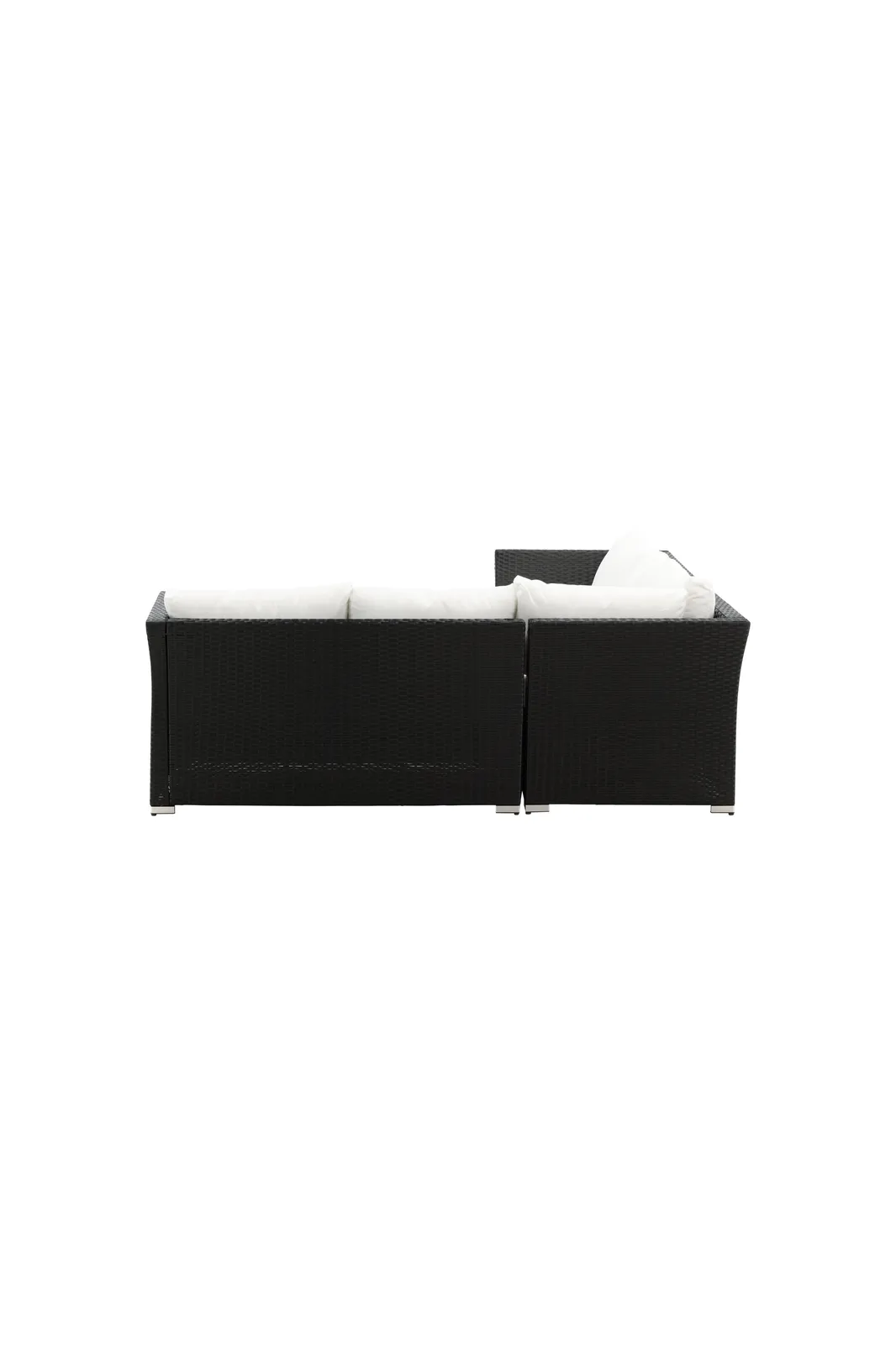 Outdoor Set Haiti aus schwarzem Geflecht mit weißen Kissen - Image 7