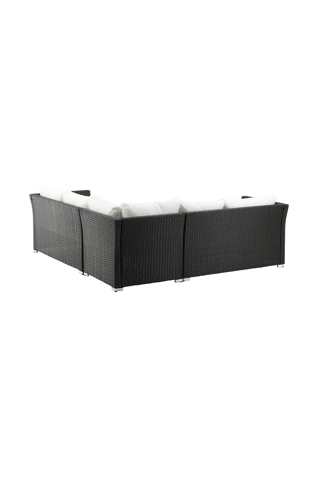 Outdoor Set Haiti aus schwarzem Geflecht mit weißen Kissen - Image 9