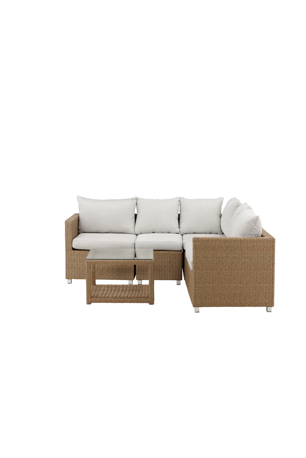 Outdoor Set Vamos aus Kunststoffgeflecht mit Kissen in Nature/Sand - Image 13