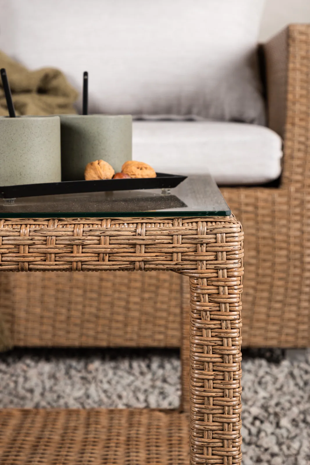 Outdoor Set Vamos aus Kunststoffgeflecht mit Kissen in Nature/Sand - Image 9