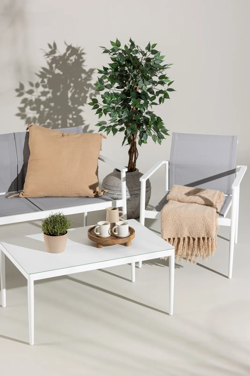 Outdoor Sitzgruppen-Set Break aus Aluminium und Textilene in Weiss und Grau - Image 3