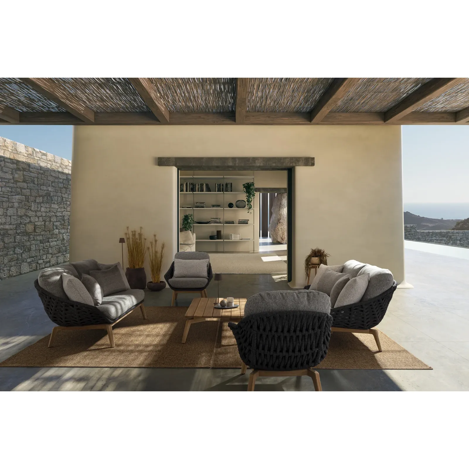 Garten-Sofa 2 bis 3-Sitzer mit Kissen Tamires Anthrazit - Image 3