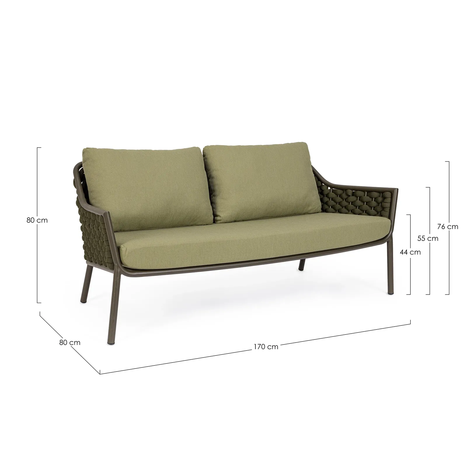 Garten-Sofa 2-Sitzer mit Kissen Everly Olive QS24 - Image 5