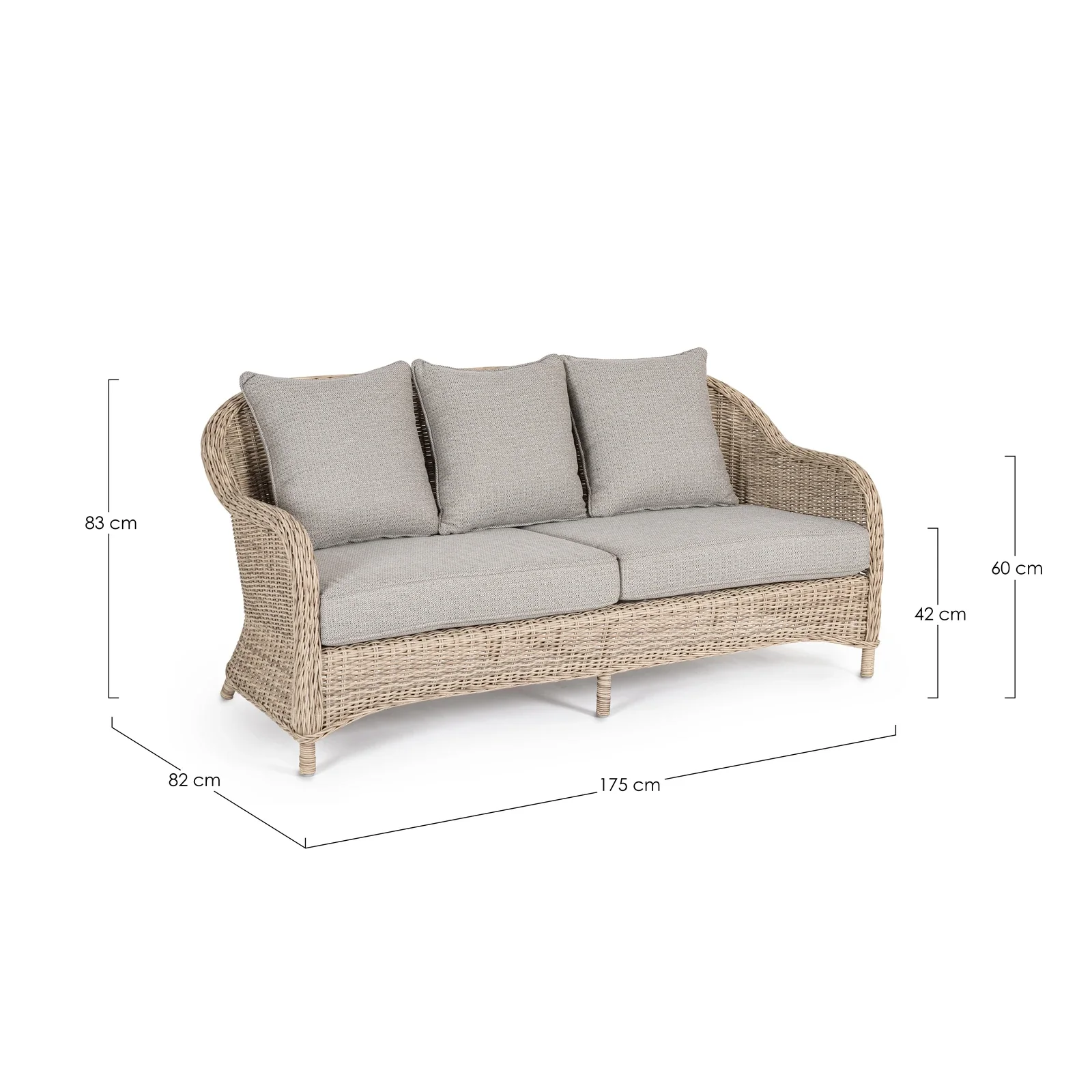 Garten-Sofa 3-Sitzer mit Kissen Aditya New - Image 2