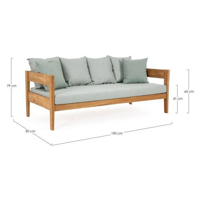 Garten-Sofa 3-Sitzer mit Kissen Kobo Aqua - FSC - Image 2
